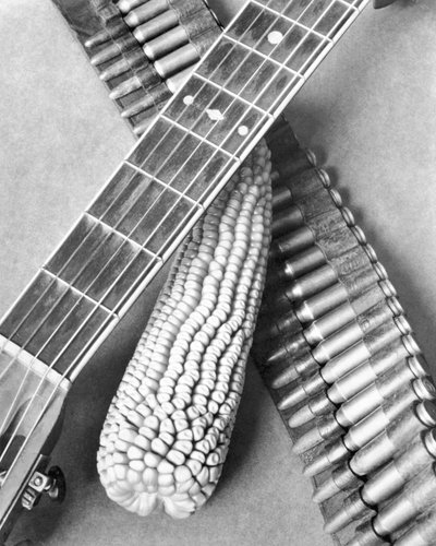 Revolución mexicana, guitarra, maíz y cinturón de municiones, Ciudad de México, 1927 de Tina Modotti